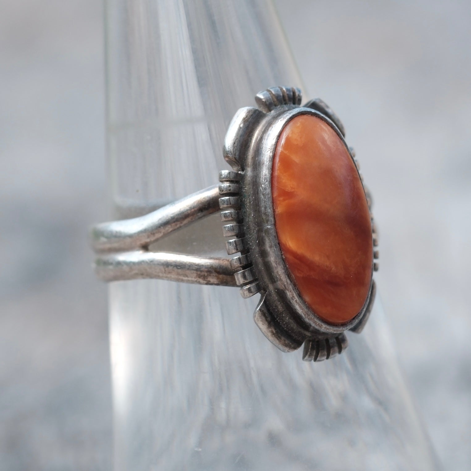 Vintage Sterling Spiny Oyster Ring 7