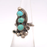 Vintage Sterling 3-Stone Turquoise Ring 5.5