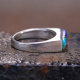 Vintage Sterling Multi Stone Inlay Band 4.5