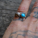 Vintage Sterling Turquoise Feather Band 6