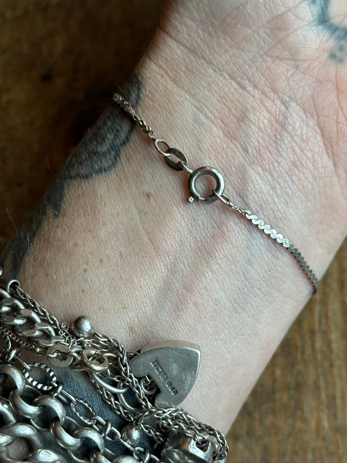 Vintage Sterling Silver Serpentine Chain Bracelet