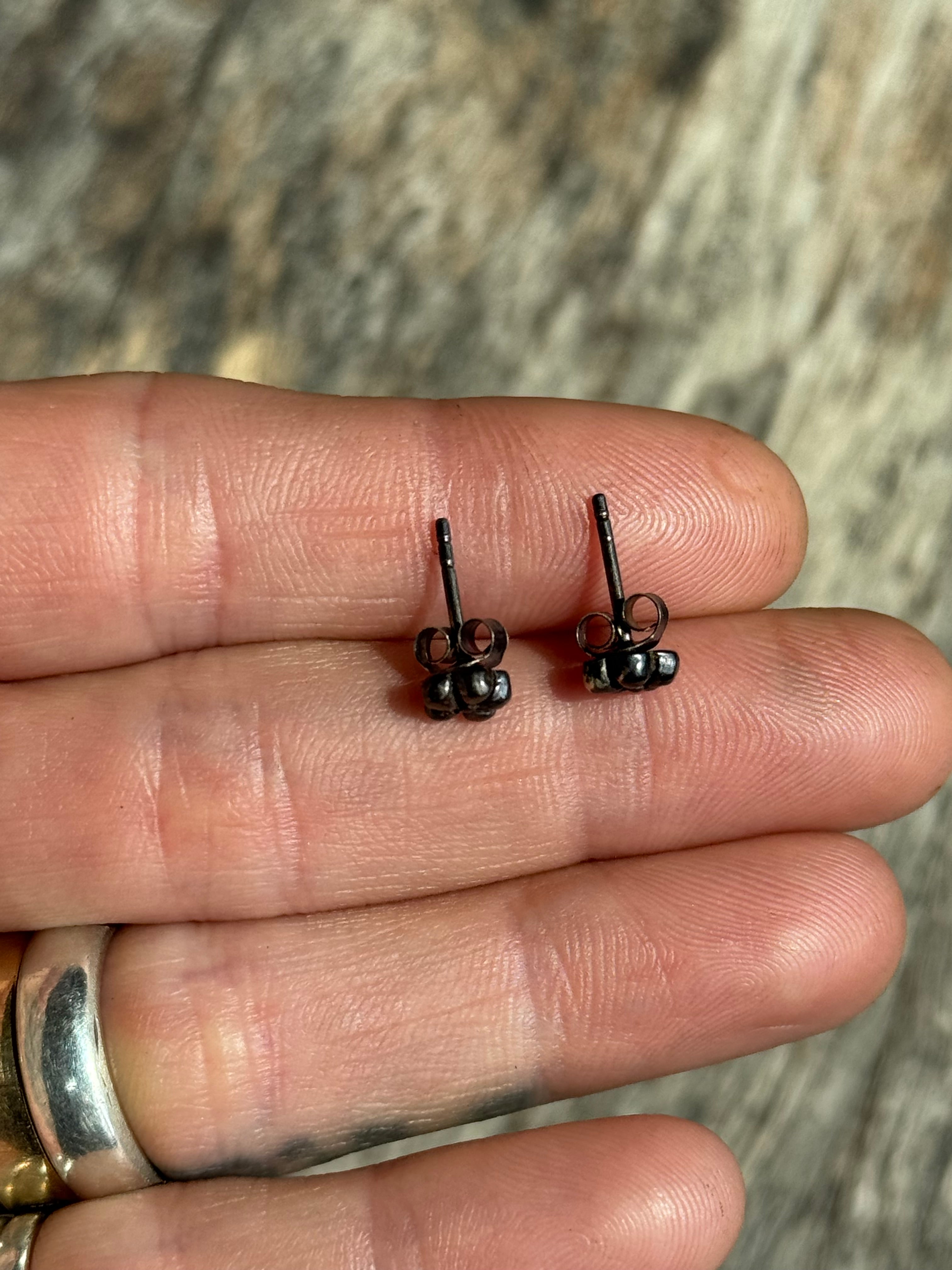 Vintage Sterling Silver Flower Stud Earrings