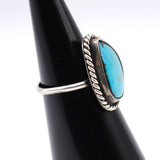 Vintage Sterling Turquoise Roper Ring 4.5