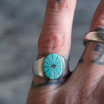 Vintage Sterling Turquoise Inlay Ring 8