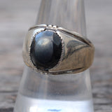 Vintage Sterling Hematite Signet Ring 9.25