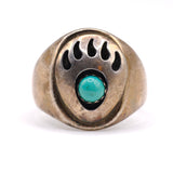 Vintage Sterling Turquoise Bear Paw Ring 10