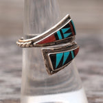 Vintage Sterling Multistone Inlay Overpass Ring 7