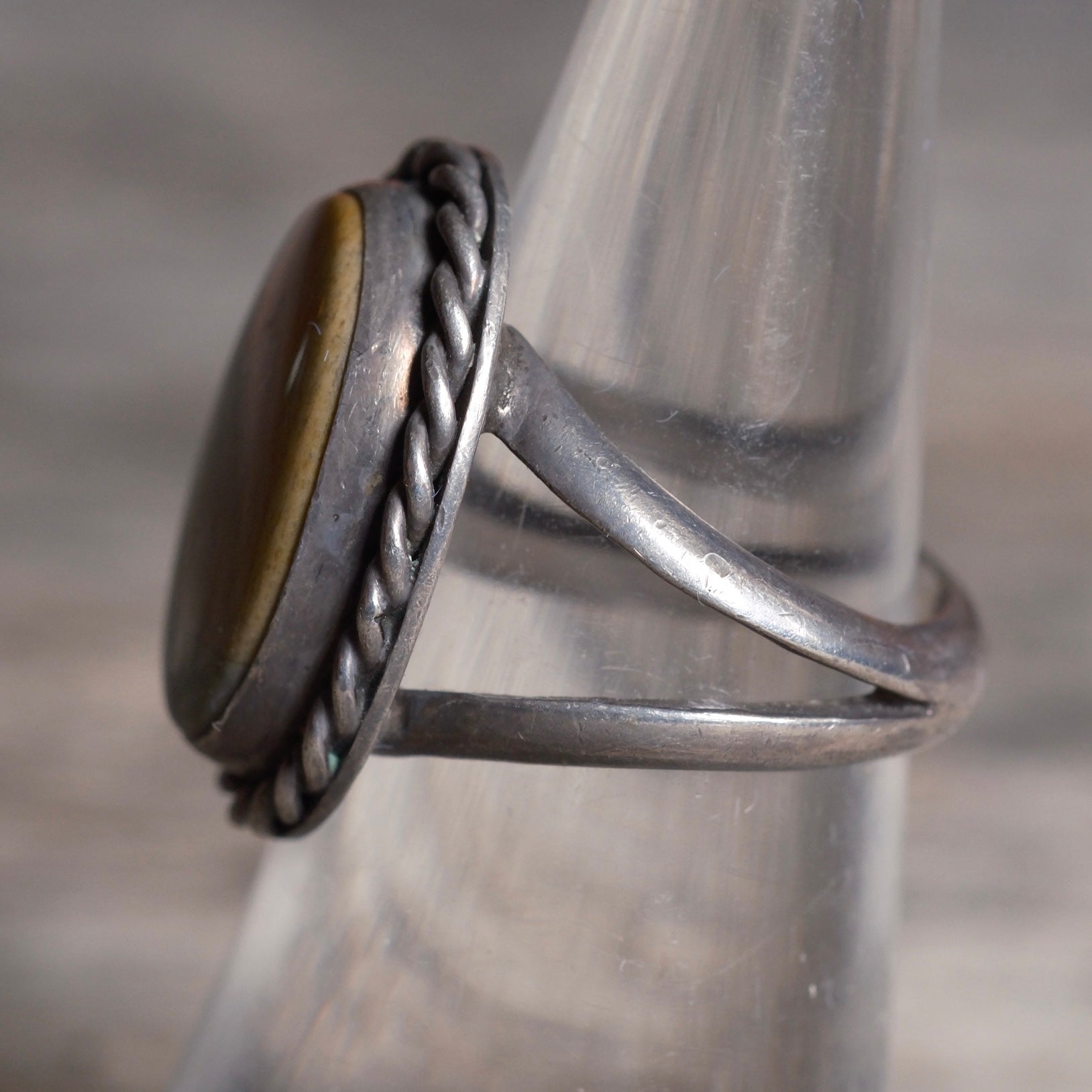 Vintage Sterling Picture Stone Ring 6.5