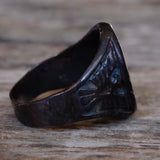 Vintage Sterling Turquoise Chip Inlay Thunderbird Ring 10