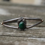 Vintage Sterling Malachite Feather Cuff