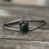 Vintage Sterling Malachite Feather Cuff