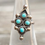 Vintage Sterling Turquoise Cluster Ring 5