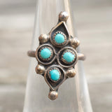 Vintage Sterling Turquoise Cluster Ring 5