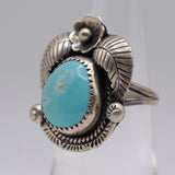 Vintage Sterling Turquoise Feather Ring 5.25