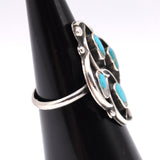 Vintage Sterling Turquoise Cluster Ring 6