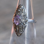 Vintage Sterling Amethyst Marcasite Ring 6