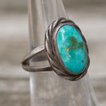 Vintage Sterling Turquoise Roper Ring 6