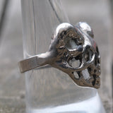 Vintage White Bronze Biker Ring 9.75