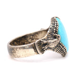 Vintage Sterling Turquoise Eagle Ring 13