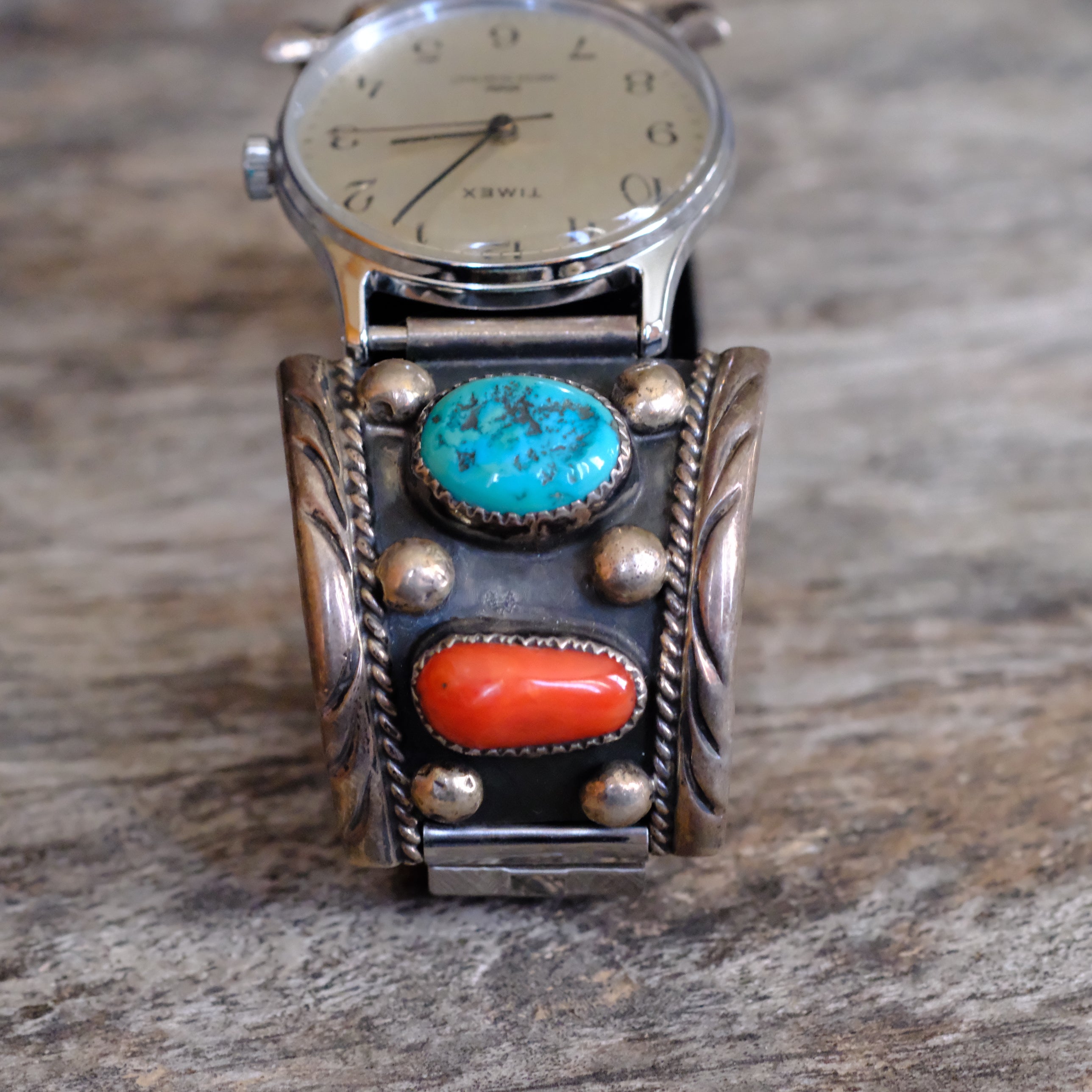 Vintage Sterling Turquoise and Coral Watch