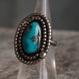 Vintage Sterling Turquoise Double Roper Ring 5.25