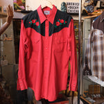Vintage Ely Diamond Men's Large Red Rose Long Sleeve Pearl Snap Shirt