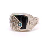 Vintage White Bronze Playboy Signet Ring 9.25