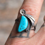 Vintage Sterling Turquoise Feather Ring 6