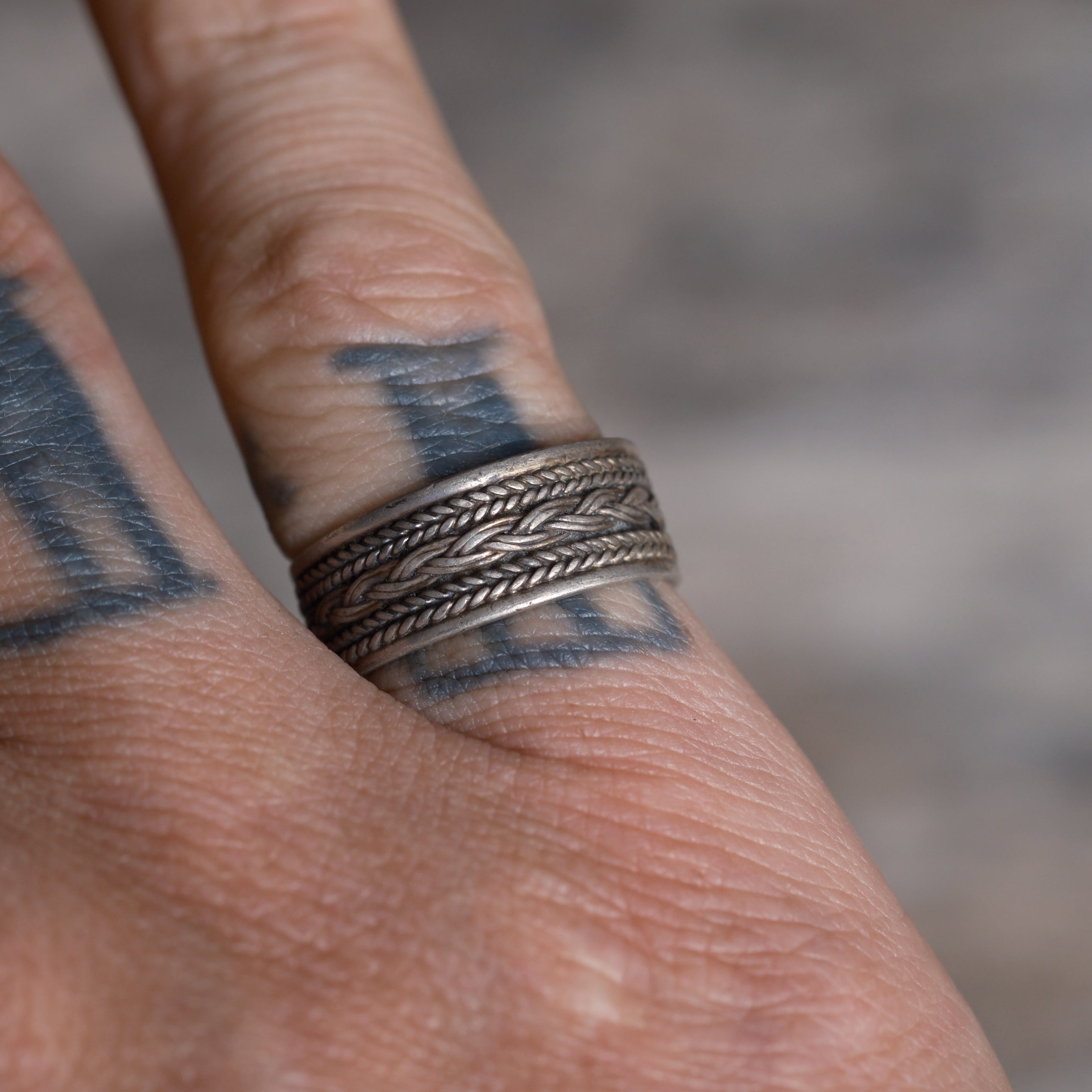 Vintage Sterling Silver Braided Band Ring 6.5