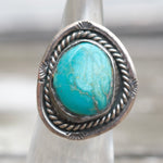 Vintage Sterling Turquoise Roper Ring 4