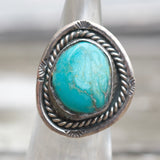 Vintage Sterling Turquoise Roper Ring 4