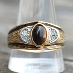 Vintage Gold Plated Tigers Eye Signet Ring 12.5
