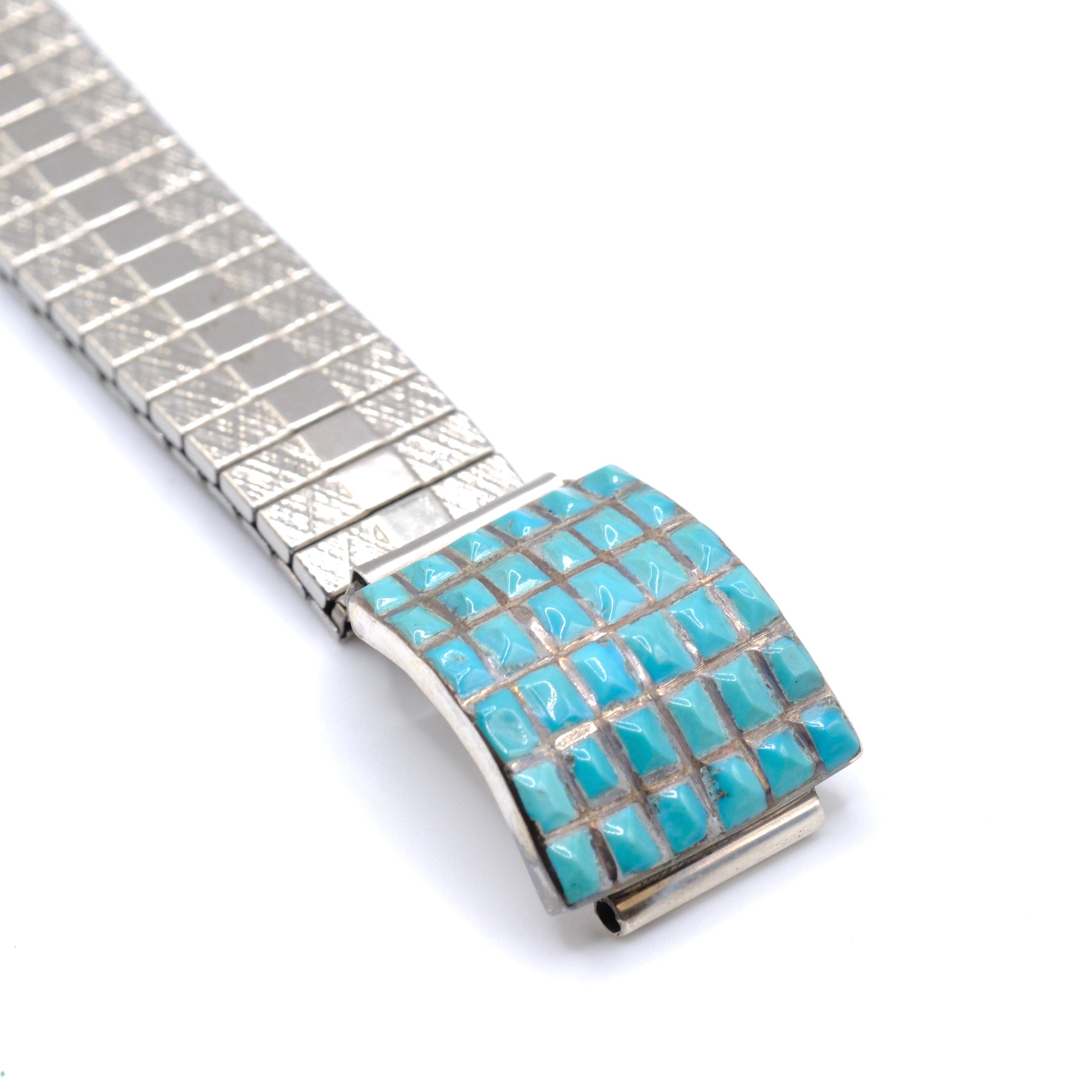 Vintage Sterling Multistone Turquoise Ladies Watch Band