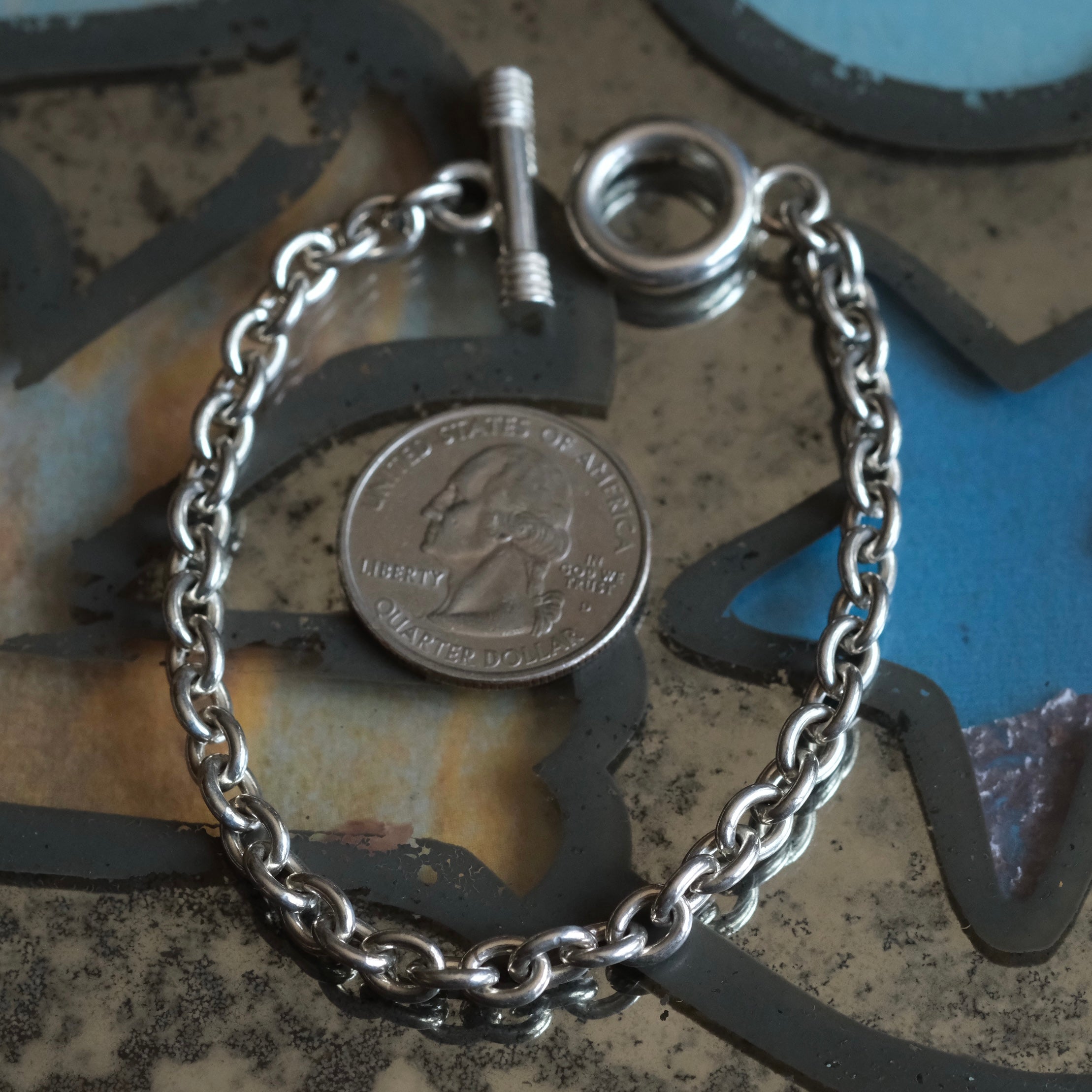Vintage Sterling Rolo Chain Bracelet 7.25"