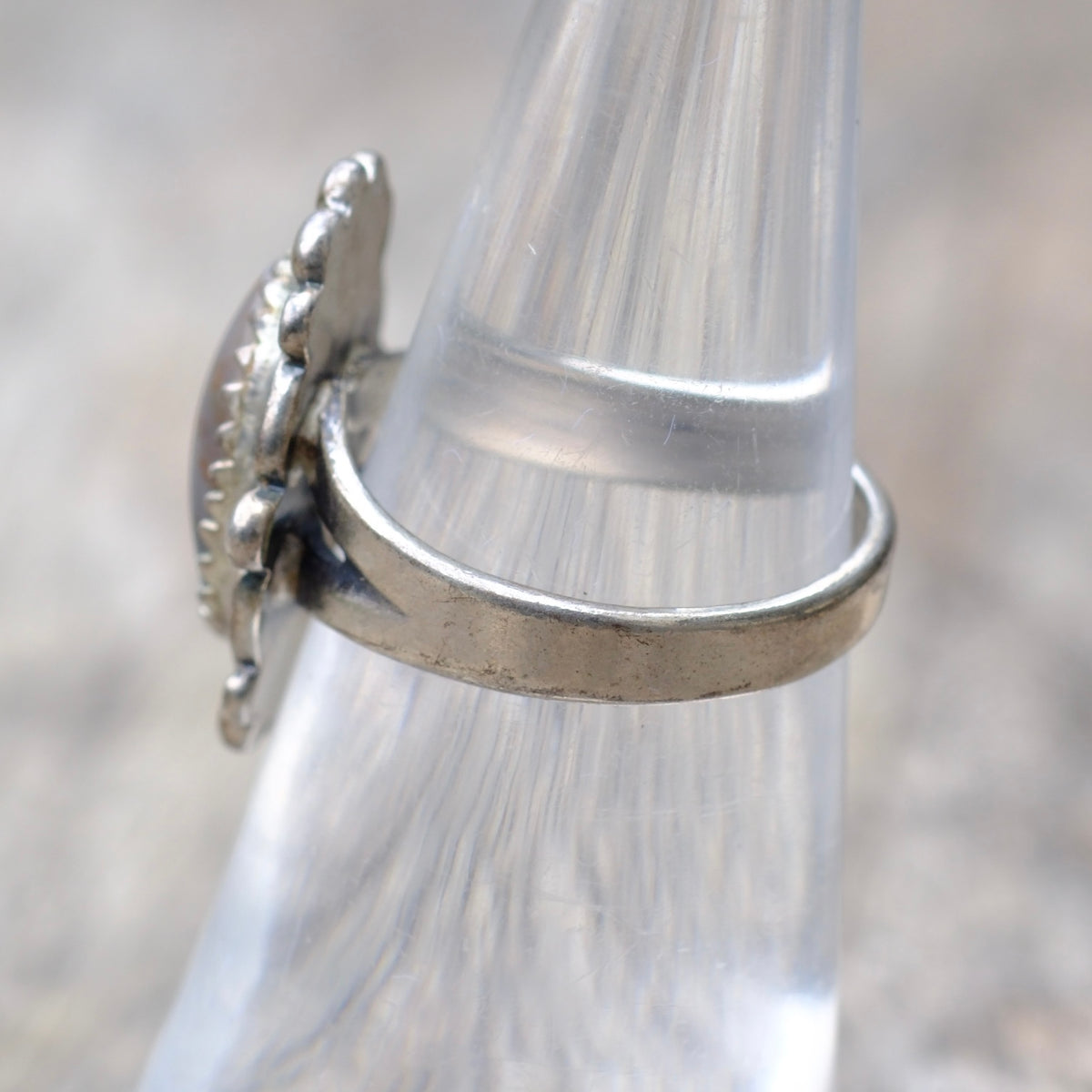 Vintage Sterling Petrified Wood Ring 5.5