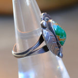 Vintage Sterling Turquoise Feather Ring 6.25
