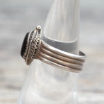 Vintage Sterling Onyx Feather Ring 7