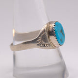 Vintage Sterling Turquoise Stamped Band Ring 10.75