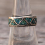 Vintage Sterling Crushed Turquoise Inlay Band 7