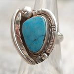 Vintage Sterling Turquoise Feather Ring 6