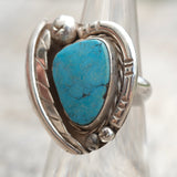 Vintage Sterling Turquoise Feather Ring 6