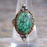 Vintage Sterling Spiderweb Turquoise Ring 7.75