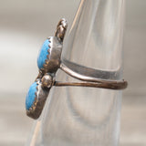 Vintage Sterling 2-Stone Sodalite Feather Ring 4.5