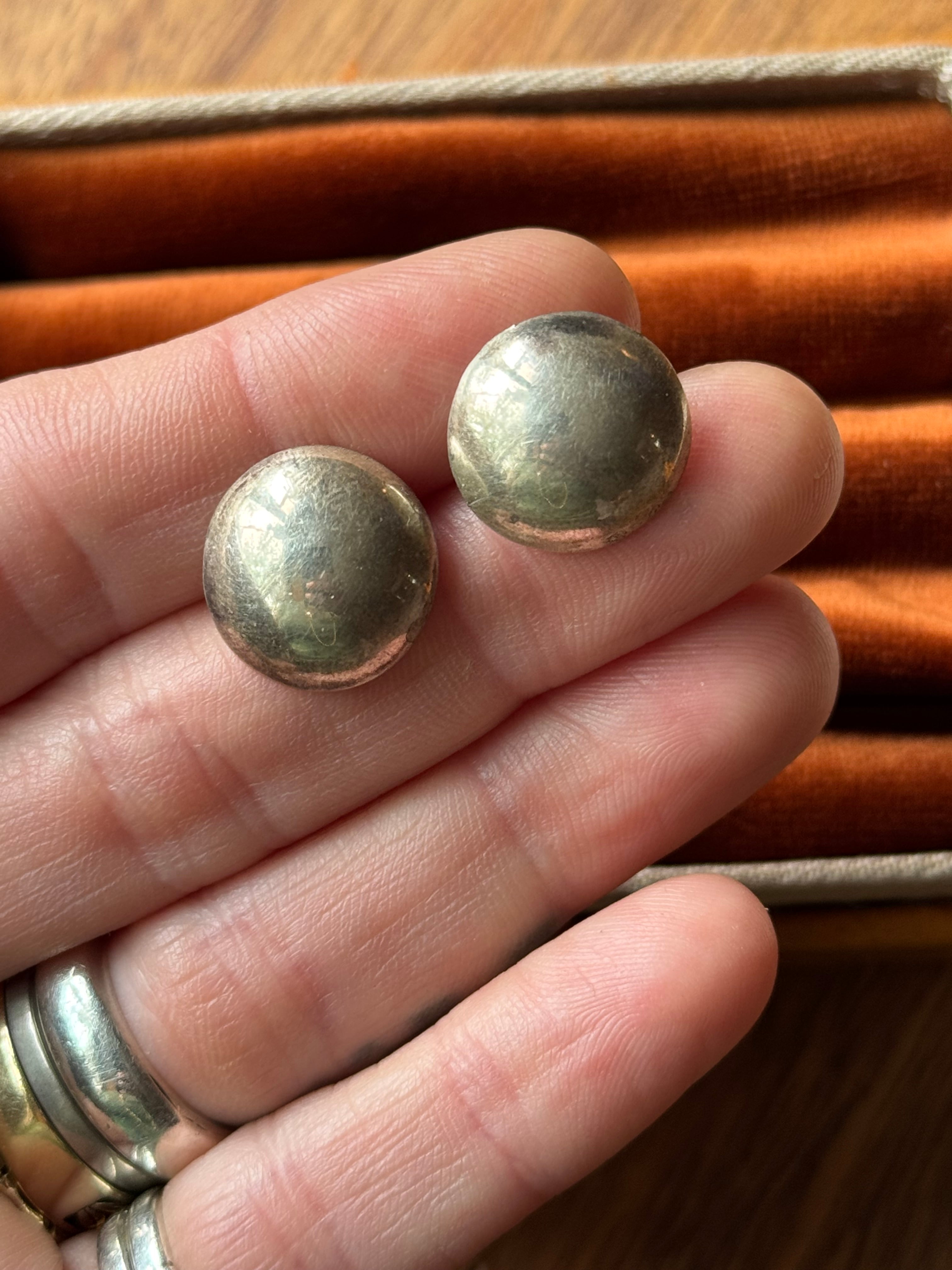 Vintage Sterling Silver Dome Stud Earrings