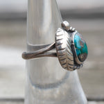 Vintage Sterling Turquoise Feather Ring 5.75