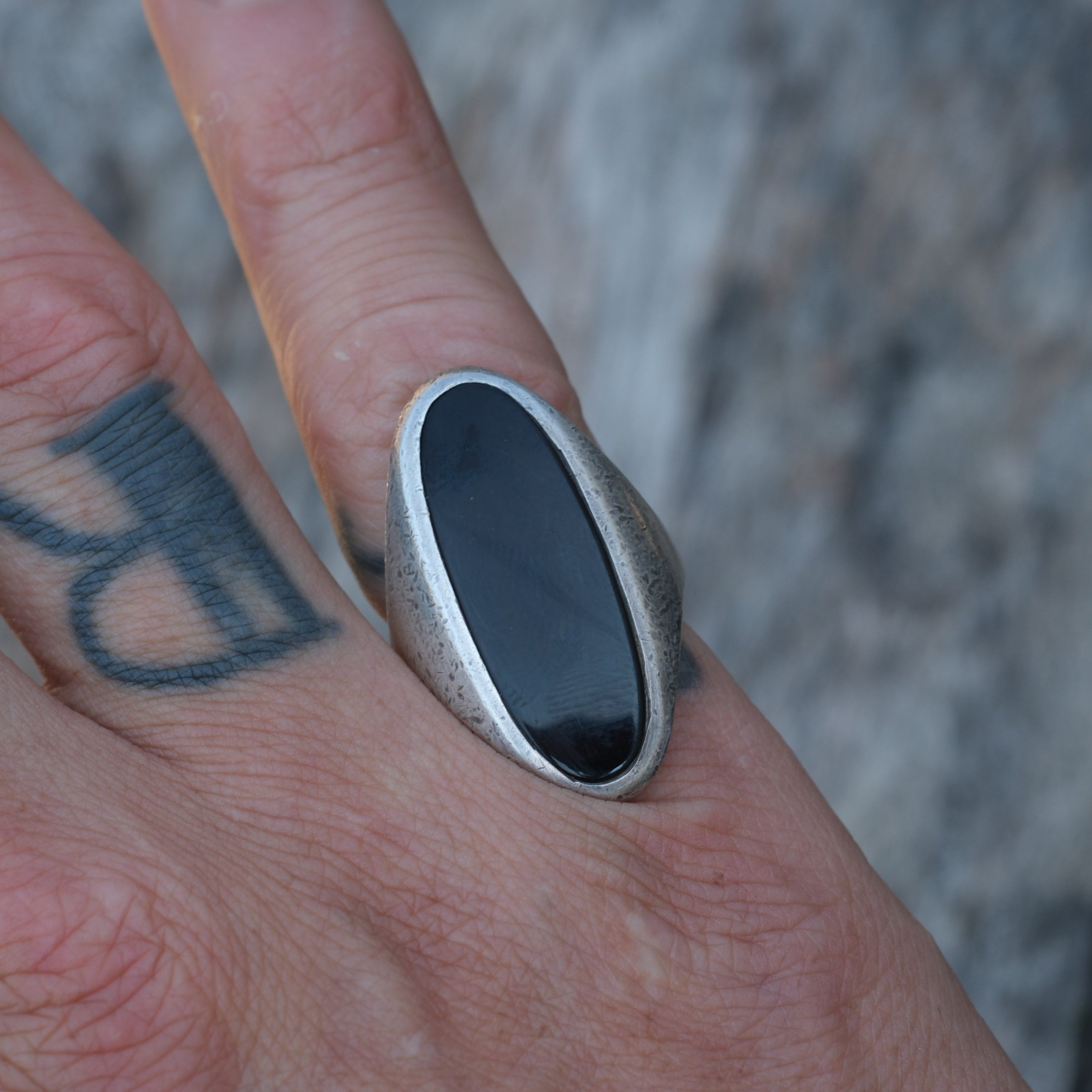 Vintage Sterling Onyx Ring 6