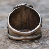 Vintage Sterling Turquoise and Coral Feather Ring 12