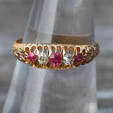 18K Gold Ruby and Diamond Victorian Ring 7