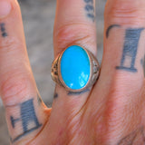 Vintage Sterling Easter Blue Turquoise Thunderbird Ring 9.5