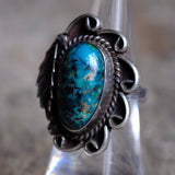 Vintage Sterling Bisbee Turquoise Feather Ring 6.75